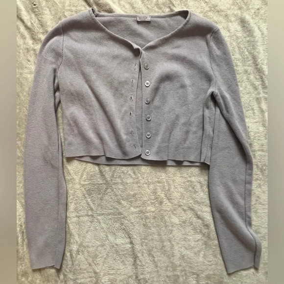 John Galt by Brandy Melville Lavender color cropped cardigan osfa 100% cotton - Picture 1 of 4